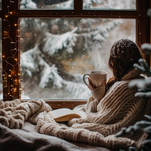 Cozy home décor for winter living room with soft throws, warm lighting, and natural textures